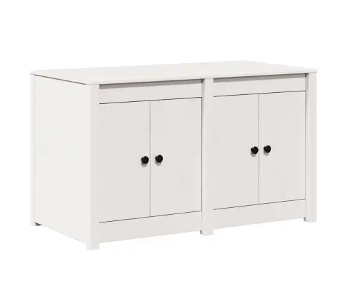 Āra Virtuves Skapis Balts 106X55X64 Cm Cietā Koka Priede Vidaxl