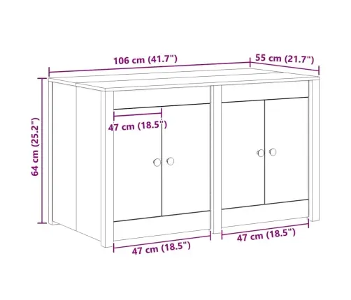 Āra Virtuves Skapis Balts 106X55X64 Cm Cietā Koka Priede Vidaxl