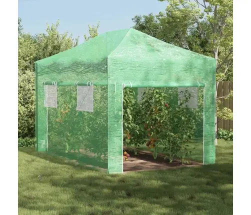 Siltumnīca Ar Jumtu Zaļa 280 X 410 X 315 Cm Tērauds Vidaxl