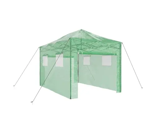 Siltumnīca Ar Jumtu Zaļa 280 X 410 X 315 Cm Tērauds Vidaxl