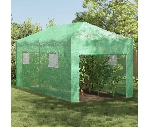 Siltumnīca Ar Jumtu Zaļa 290 X 580 X 315 Cm Tērauds Vidaxl