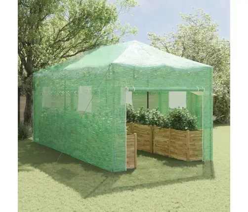 Siltumnīca Ar Jumtu Zaļa 290 X 580 X 315 Cm Tērauds Vidaxl