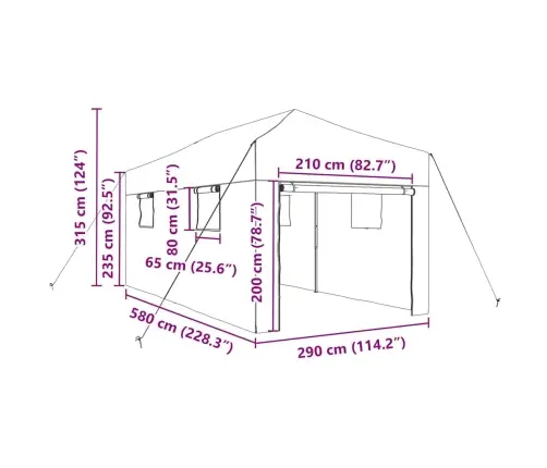 Siltumnīca Ar Jumtu Zaļa 290 X 580 X 315 Cm Tērauds Vidaxl