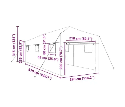 Kasvuhoone Koos Pop-Up Raami Roheline 290 X 870 X 315 Cm Raud