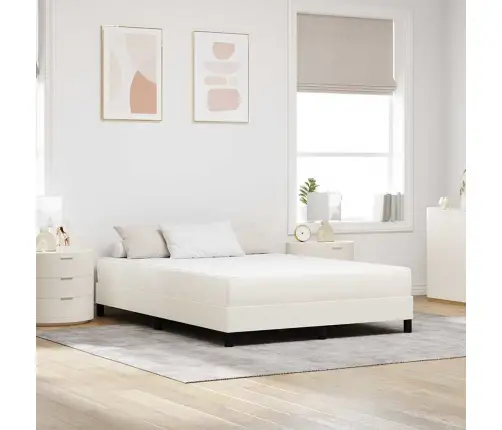 Gultas Matracis Ar Matraci Krēmkrāsa 140 X 190 Cm Audums Vidaxl