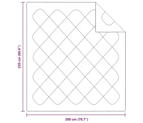 Segas Un Segas Balta 200 X 220 Cm Mikrošķiedra Vidaxl