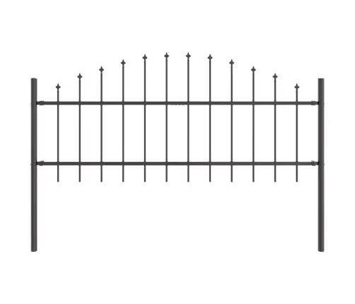 Dārza Žogs Ar Hoops Augšā Pelēks 1.7X0.75 M Tērauds Vidaxl