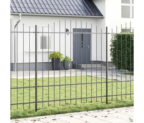 Dārza Žogs Ar Izliekto Augšdaļu, Pelēks, 1.7X1.75 M, Tērauds Vidaxl