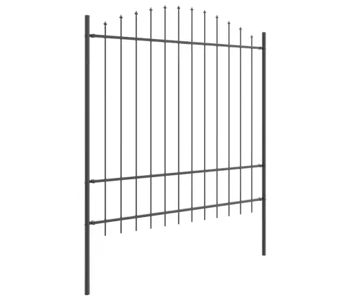 Dārza Žogs Ar Izliekto Augšdaļu, Pelēks, 1.7X1.75 M, Tērauds Vidaxl