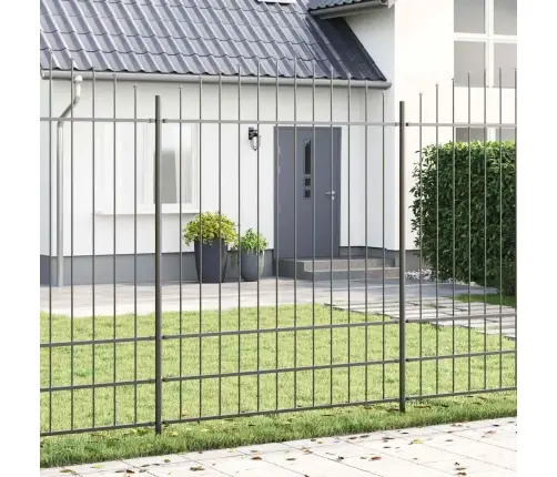 Dārza Žogs Ar Izliektu Augšu Pelēkā Krāsā, 1.7X2 M, Tērauds Vidaxl