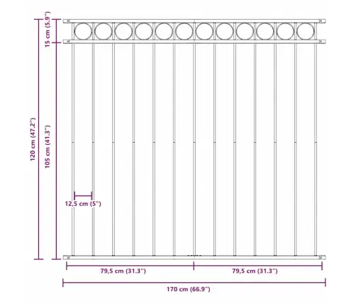 Žoga Panelis Pelēks 1,7X1,2 M Tērauds Vidaxl