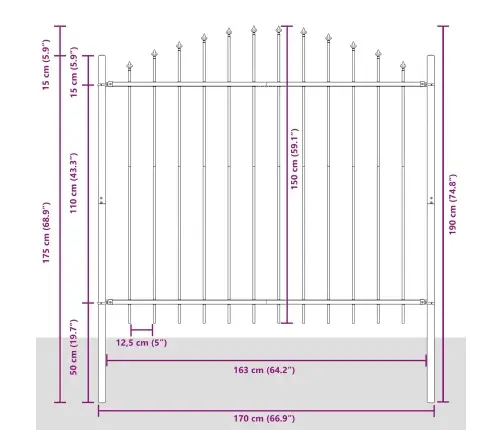 Dārza Žogs Ar Arku Baltā Krāsā, 1.7X1.5 M, Tērauds Vidaxl
