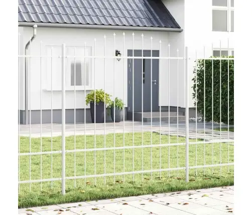 Dārza Žogs Ar Apaļu Virsotni, Balts, 1.7X1.75 M, Tērauds Vidaxl Dārza Žogs Ar Apaļu Virsotni, Balts, 1.7X1.75 M, Tērauds Vidaxl