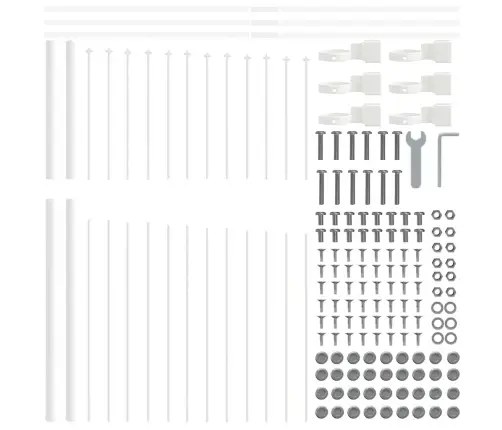 Dārza Žogs Ar Apaļu Virsotni, Balts, 1.7X1.75 M, Tērauds Vidaxl Dārza Žogs Ar Apaļu Virsotni, Balts, 1.7X1.75 M, Tērauds Vidaxl