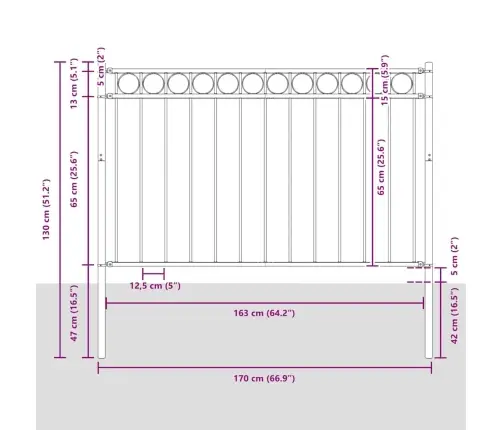 Tvorelių Elementas Balta 170 X 130 Cm Plienas
