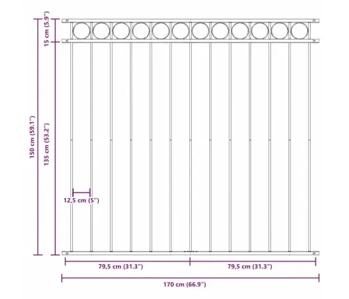 Žogs Balts 1,7X1,5 M Tērauds Vidaxl