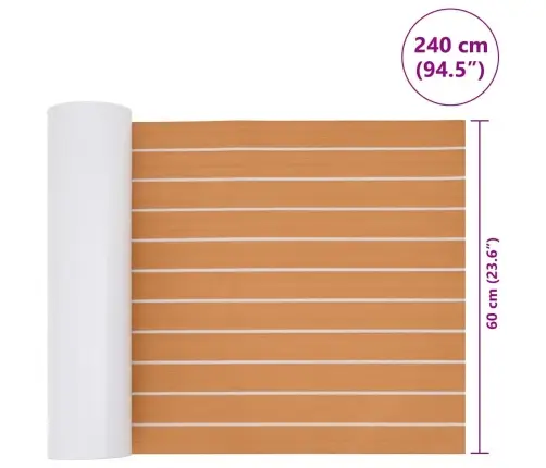 Laivu Grīda Pašlīmējoša Brūna Un Balta 240X60 Cm Eva Putas Vidaxl