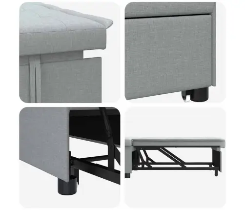 3-In-1 Dīvāngulta - Izvelkams Dizains Gaiši Pelēkā Audumā Vidaxl