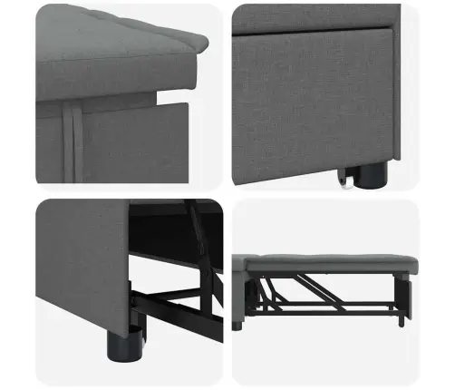 3-In-1 Dīvāns Gulta - Izvelkamais Dizains, Tumši Pelēks Audums Vidaxl