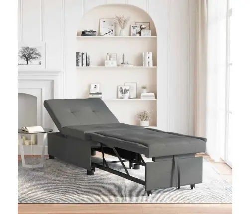 3-In-1 Dīvāns Gulta - Izvelkamais Dizains, Tumši Pelēks Audums Vidaxl