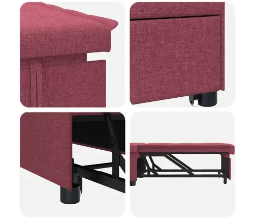 Dīvāngulta Ar Riteni Sarkana 191 X 67 X 82 Cm Audums Vidaxl