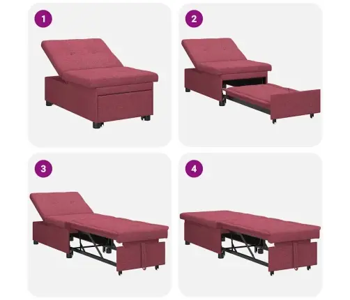 Dīvāngulta Ar Riteni Sarkana 191 X 67 X 82 Cm Audums Vidaxl