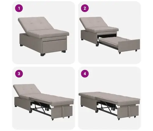 3In1 Dīvāngulta - Izvelkams Dizains, Taupe Audums Vidaxl