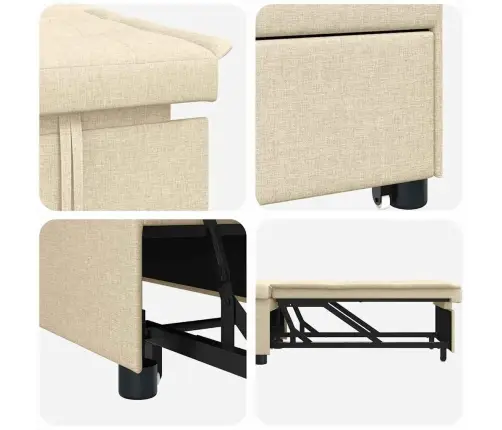 Dīvāngulta 3-In-1 Izvelkams Krēmkrāsā Vidaxl