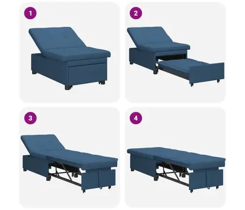 Väljatrükiga Diivanvoodi Sinine 194 X 50 X 82 Cm Vineer