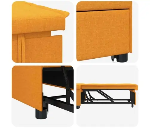 Dīvāngulta 3-In-1 Izvelkamais Dizains Tumši Dzeltenā Audumā Vidaxl