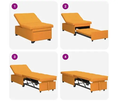 Dīvāngulta 3-In-1 Izvelkamais Dizains Tumši Dzeltenā Audumā Vidaxl