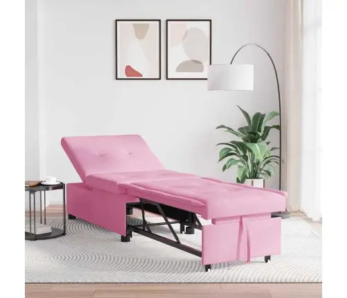 3-In-1 Dīvāngulta Rozā Audumā Vidaxl