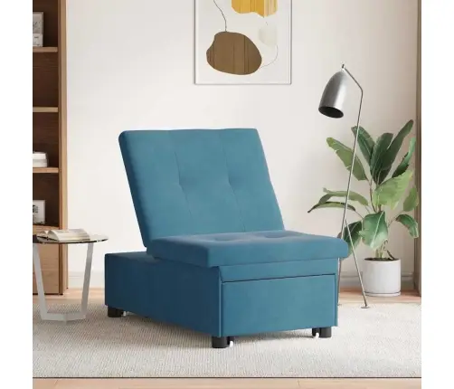 Dīvāngulta 3-In-1 Izvelkams Dizains Zila Samta Vidaxl