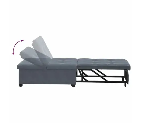 Dīvāngulta 3-In-1 Izvelkamā Dizaina Tumši Pelēka Samta Vidaxl