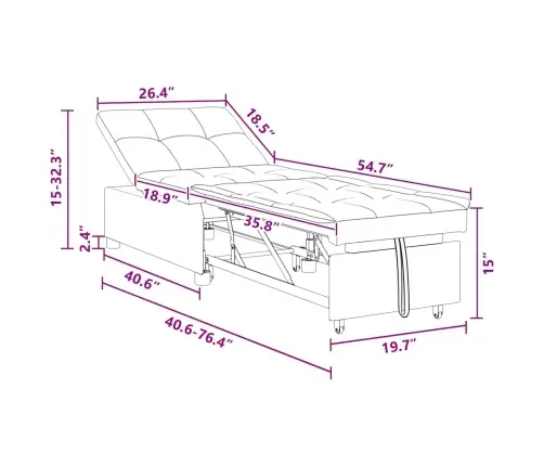 Dīvāngulta 3-In-1 Izvelkamā Dizaina Tumši Pelēka Samta Vidaxl