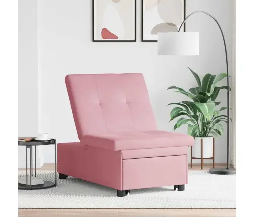 Dīvāngulta 3-In-1 Izvelkama Dizaina Rozā Samta Vidaxl
