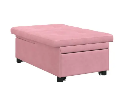 Dīvāngulta 3-In-1 Izvelkama Dizaina Rozā Samta Vidaxl