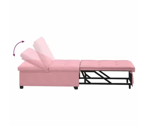 Dīvāngulta 3-In-1 Izvelkama Dizaina Rozā Samta Vidaxl