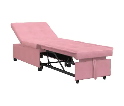 Dīvāngulta 3-In-1 Izvelkama Dizaina Rozā Samta Vidaxl