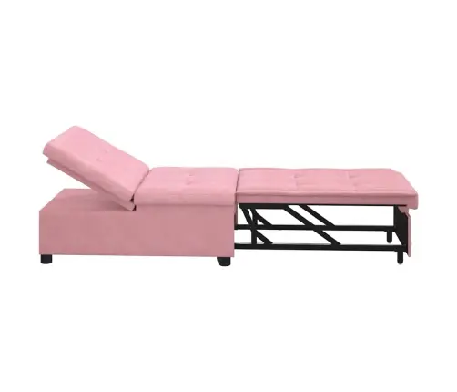 Dīvāngulta 3-In-1 Izvelkama Dizaina Rozā Samta Vidaxl