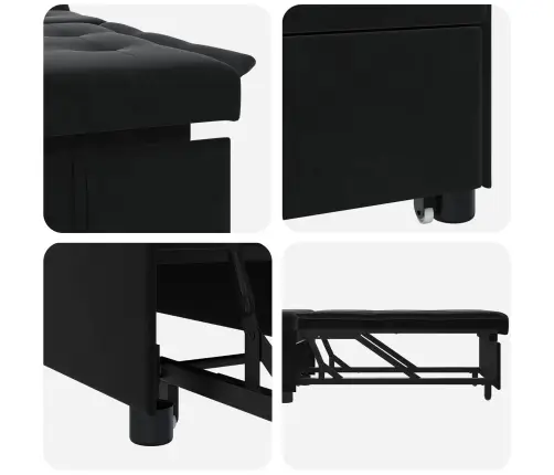 Diivanvoodi Must 194 X 67 X 82 Cm Samet