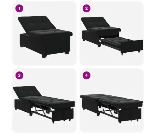 Diivanvoodi Must 67 X 194 X 38 Cm Samet