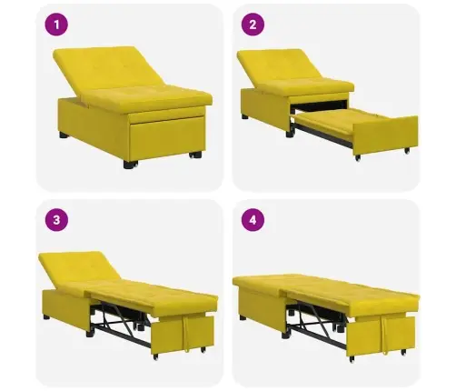 Sofa Lova Geltona 194 X 67 X 82 Cm Aksomas