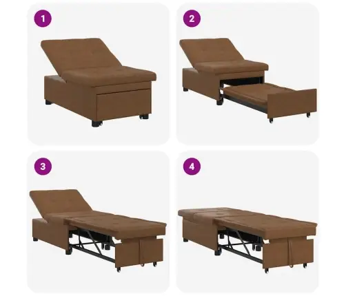 Dīvāngulta 3-In-1 Izvelkamo Dizainu Brūnā Mākslīgā Zamšā Vidaxl