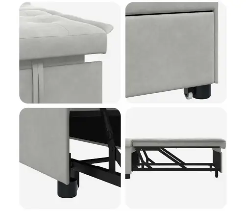 Ištraukiama Sofa-Lova Šviesiai Pilka 194 X 67 X 82 Cm