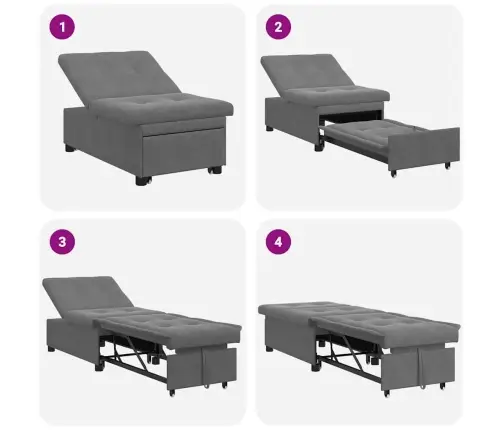 Dīvāngulta Ar Riteni Tumši Pelēks 194 X 50 X 82 Cm Vidaxl