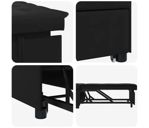3-In-1 Izvelkamais Dīvāns Melnā Audumā Vidaxl