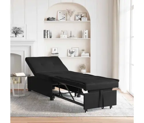 3-In-1 Izvelkamais Dīvāns Melnā Audumā Vidaxl