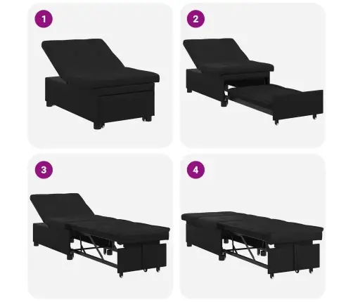 3-In-1 Izvelkamais Dīvāns Melnā Audumā Vidaxl