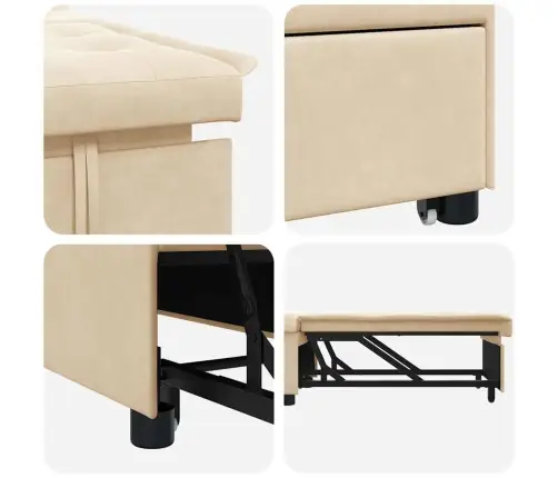 Diivanvoodi Padjaga Cream 67 X 194 X 82 Cm Mikrofiber Kangas